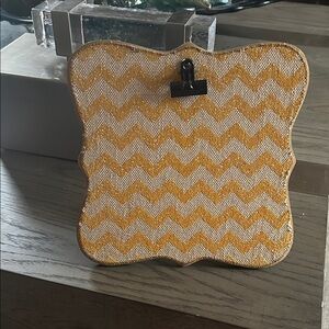 Chevron Beaded Photo Frame - Gold and Cream